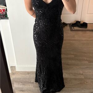 Blondie Nites Black Beaded Sequin Maxi Gown